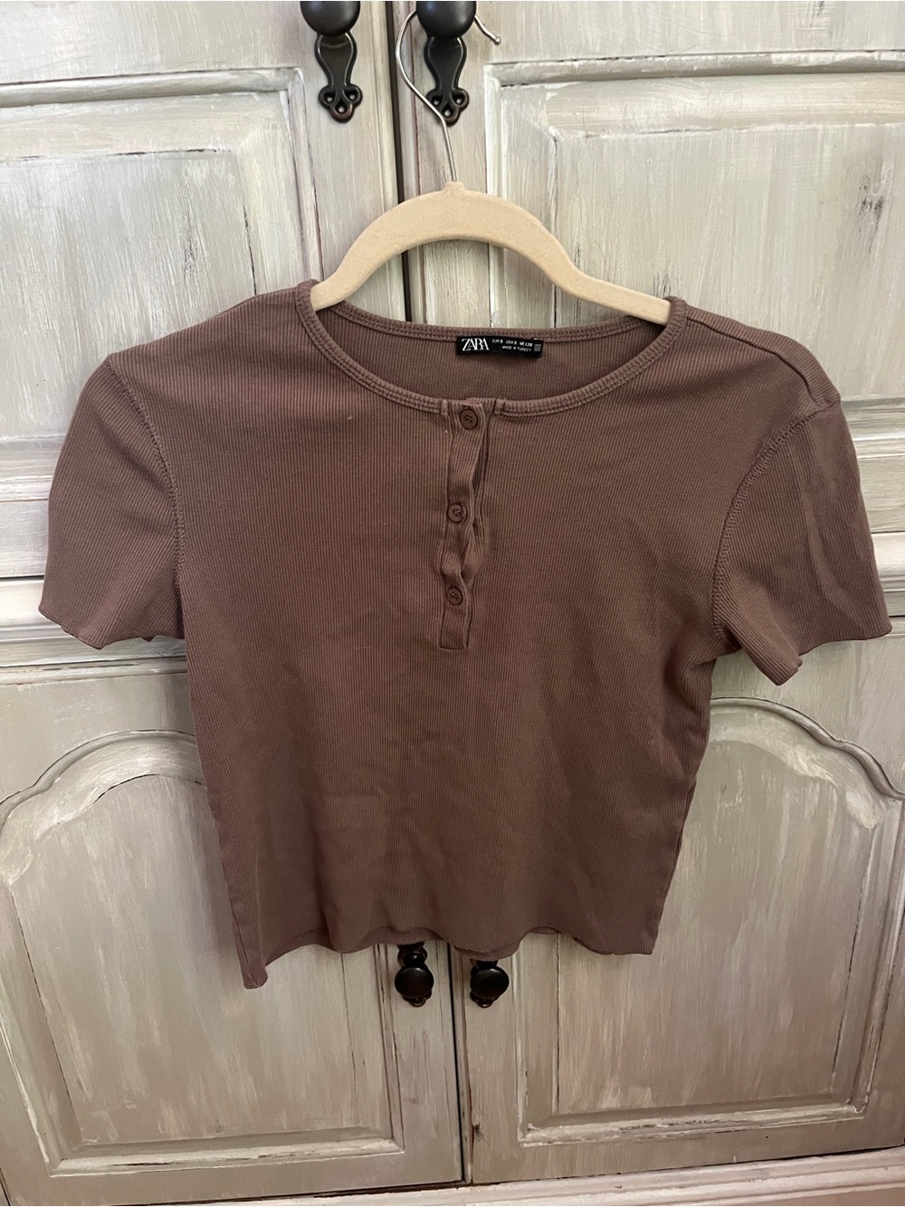 Zara brown crop top tshirt size Small